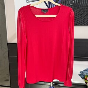 Elegant Red Long Sleeve Blouse